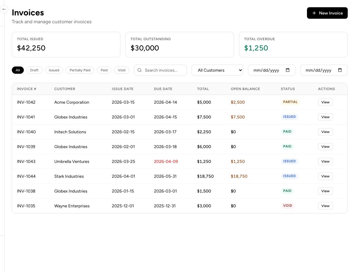 Invoice customers. Track every dollar.